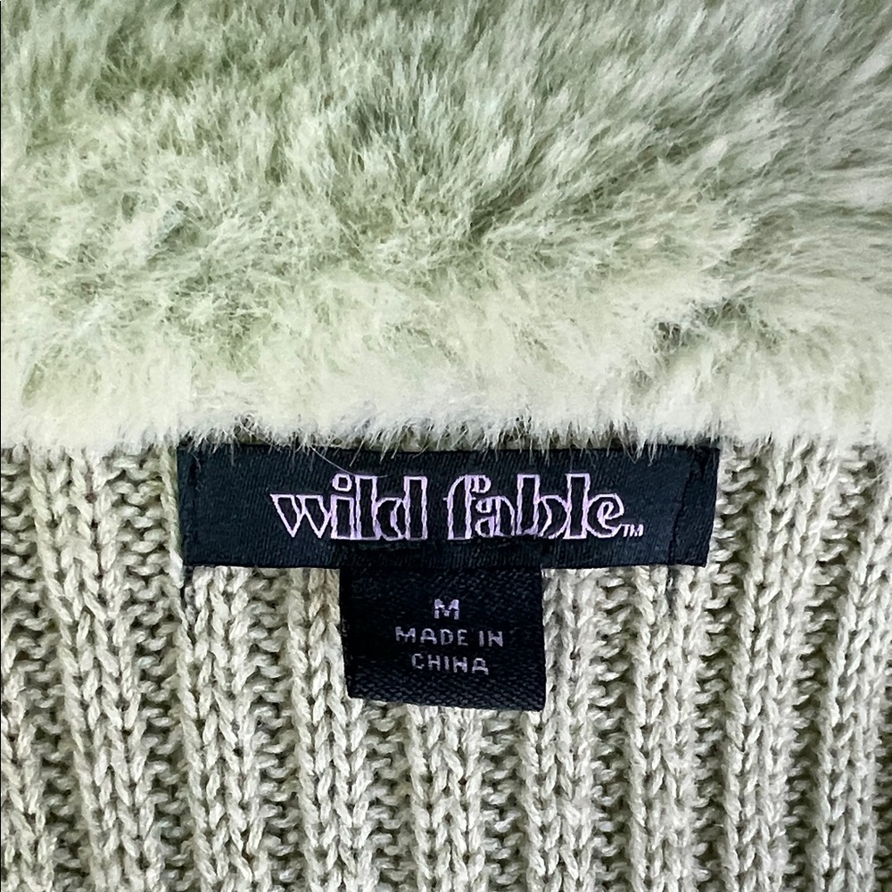 Wild Fable Light Green Cardigan with Faux Fur Collar - Picture 6 of 6